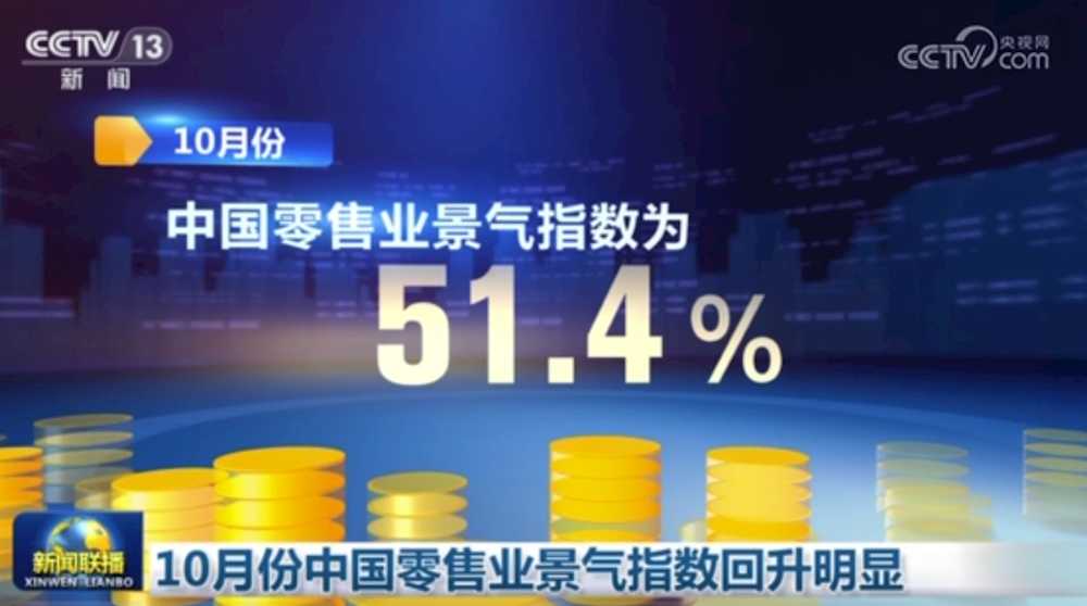 10月份中國零售業景氣指數回升明顯